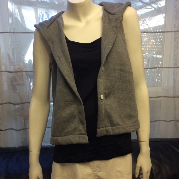 NWOT Zaful grey button down hooded vest - Picture 2 of 8